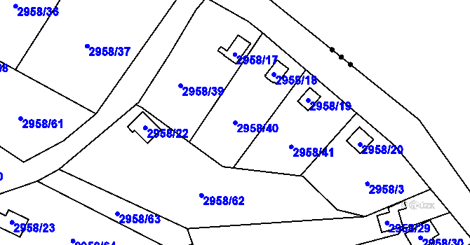 Parcela st. 2958/40 v KÚ Bludovice, Katastrální mapa