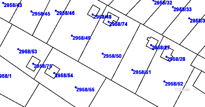 Parcela st. 2958/50 v KÚ Bludovice, Katastrální mapa