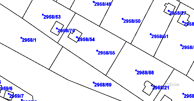 Parcela st. 2958/55 v KÚ Bludovice, Katastrální mapa