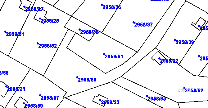 Parcela st. 2958/61 v KÚ Bludovice, Katastrální mapa