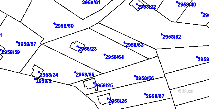 Parcela st. 2958/64 v KÚ Bludovice, Katastrální mapa