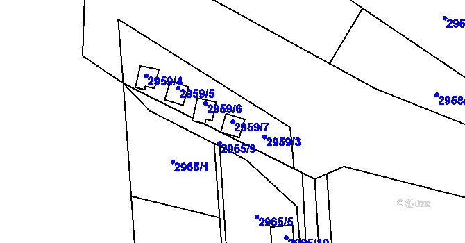 Parcela st. 2959/7 v KÚ Bludovice, Katastrální mapa