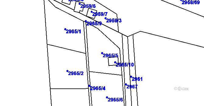 Parcela st. 2965/5 v KÚ Bludovice, Katastrální mapa