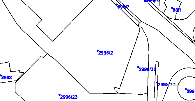 Parcela st. 2996/2 v KÚ Bludovice, Katastrální mapa