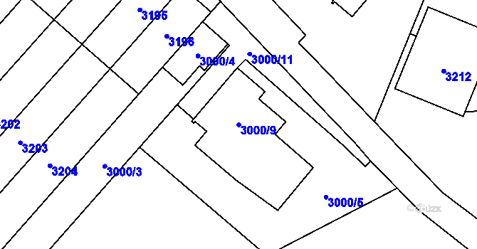 Parcela st. 3000/9 v KÚ Bludovice, Katastrální mapa