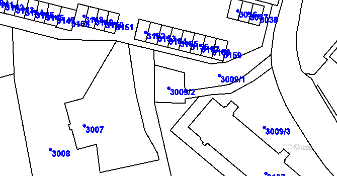 Parcela st. 3009/2 v KÚ Bludovice, Katastrální mapa