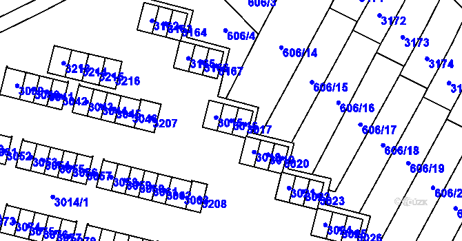 Parcela st. 3016 v KÚ Bludovice, Katastrální mapa