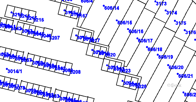 Parcela st. 3019 v KÚ Bludovice, Katastrální mapa