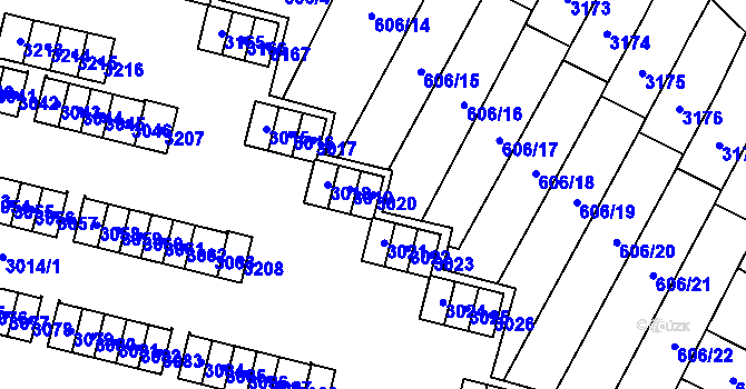 Parcela st. 3020 v KÚ Bludovice, Katastrální mapa
