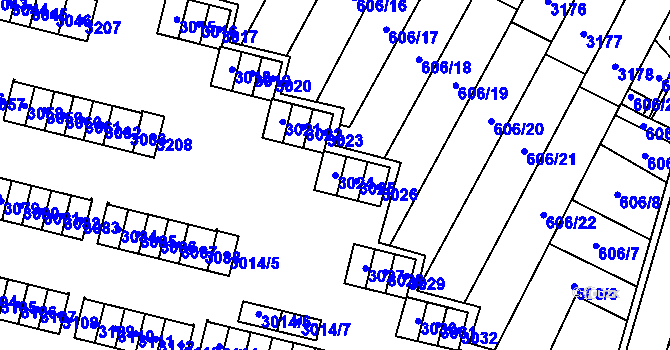 Parcela st. 3024 v KÚ Bludovice, Katastrální mapa