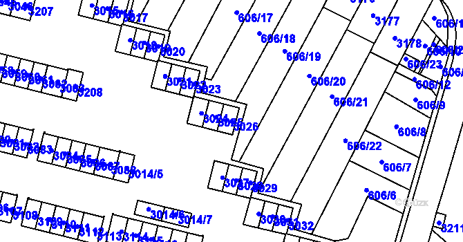 Parcela st. 3026 v KÚ Bludovice, Katastrální mapa