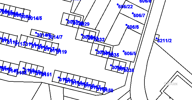 Parcela st. 3033 v KÚ Bludovice, Katastrální mapa