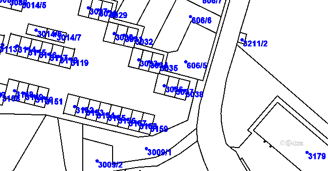 Parcela st. 3036 v KÚ Bludovice, Katastrální mapa