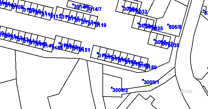 Parcela st. 3153 v KÚ Bludovice, Katastrální mapa