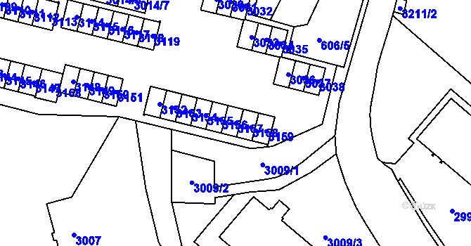Parcela st. 3157 v KÚ Bludovice, Katastrální mapa