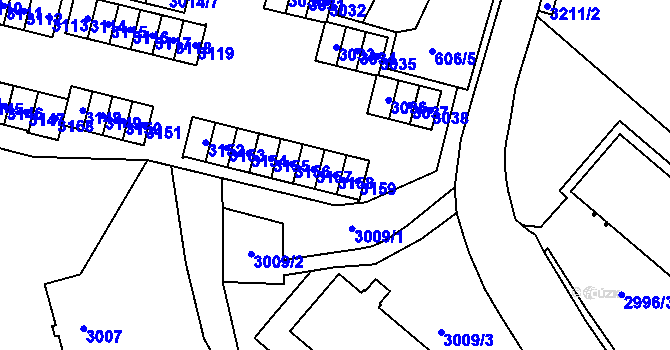 Parcela st. 3158 v KÚ Bludovice, Katastrální mapa