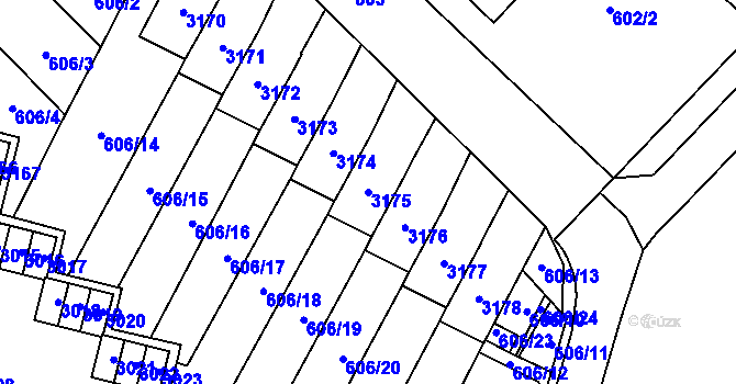Parcela st. 3175 v KÚ Bludovice, Katastrální mapa