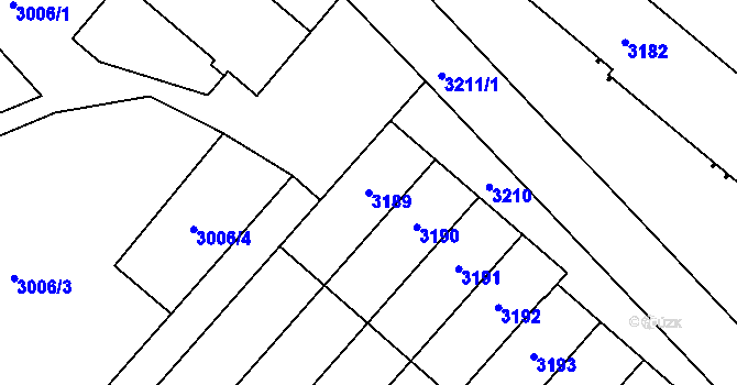 Parcela st. 3189 v KÚ Bludovice, Katastrální mapa