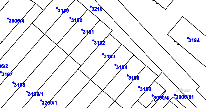 Parcela st. 3193 v KÚ Bludovice, Katastrální mapa