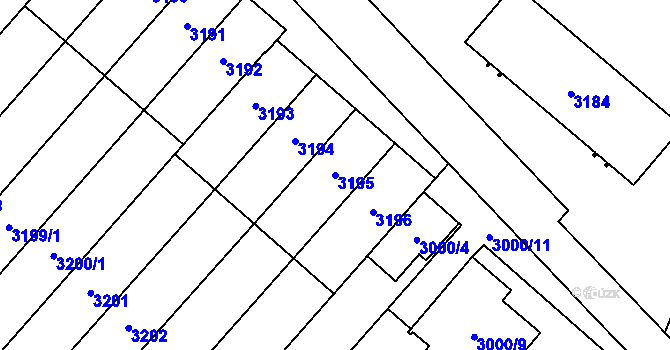 Parcela st. 3195 v KÚ Bludovice, Katastrální mapa