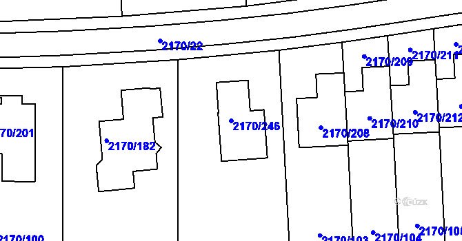 Parcela st. 2170/246 v KÚ Bludovice, Katastrální mapa