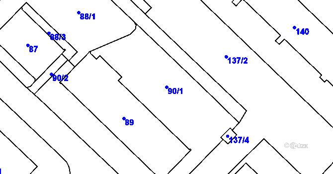 Parcela st. 90/1 v KÚ Bludovice, Katastrální mapa