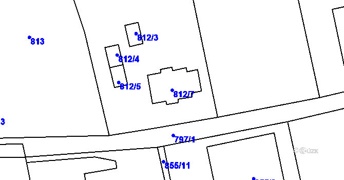 Parcela st. 812/7 v KÚ Bludovice, Katastrální mapa