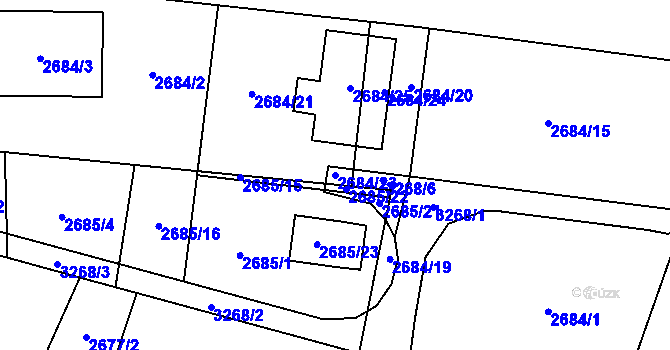 Parcela st. 2684/23 v KÚ Bludovice, Katastrální mapa