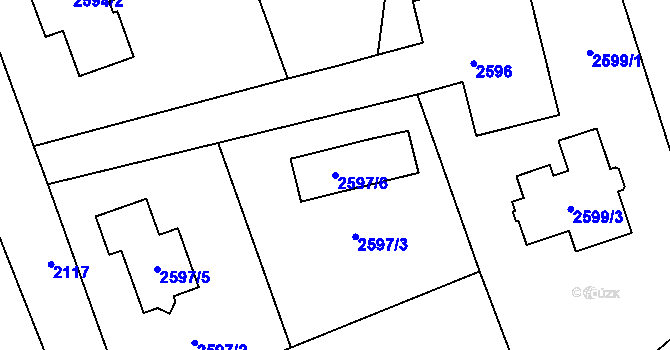 Parcela st. 2597/6 v KÚ Bludovice, Katastrální mapa