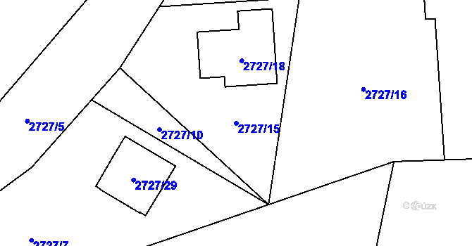 Parcela st. 2727/15 v KÚ Bludovice, Katastrální mapa