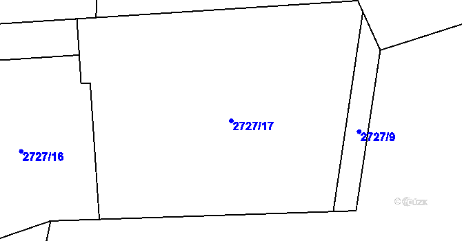 Parcela st. 2727/17 v KÚ Bludovice, Katastrální mapa