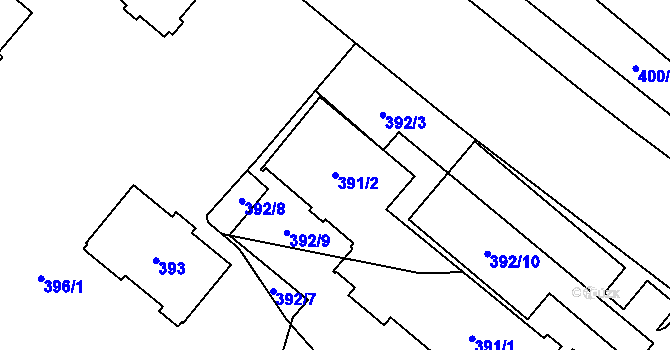 Parcela st. 391/2 v KÚ Bludovice, Katastrální mapa
