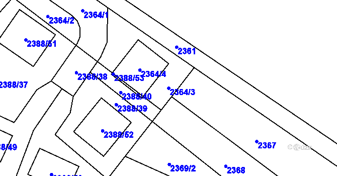 Parcela st. 2364/3 v KÚ Bludovice, Katastrální mapa