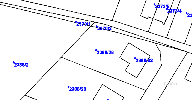Parcela st. 2388/28 v KÚ Bludovice, Katastrální mapa