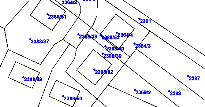 Parcela st. 2388/39 v KÚ Bludovice, Katastrální mapa