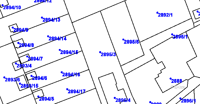 Parcela st. 2895/3 v KÚ Bludovice, Katastrální mapa