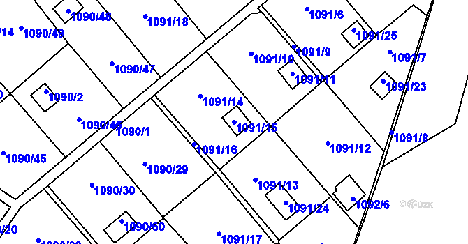 Parcela st. 1091/15 v KÚ Bludovice, Katastrální mapa