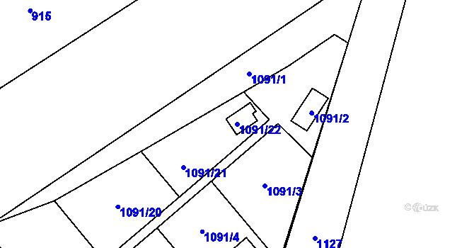 Parcela st. 1091/22 v KÚ Bludovice, Katastrální mapa
