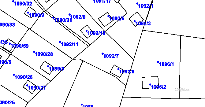 Parcela st. 1092/7 v KÚ Bludovice, Katastrální mapa
