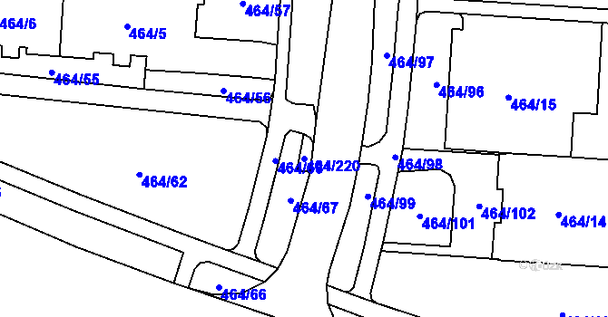 Parcela st. 464/220 v KÚ Bludovice, Katastrální mapa