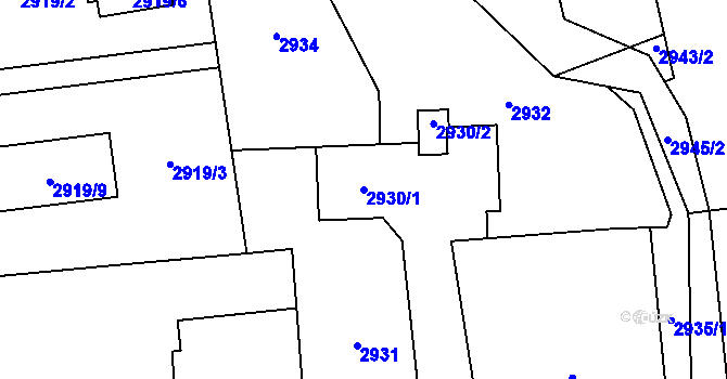 Parcela st. 2930/1 v KÚ Bludovice, Katastrální mapa