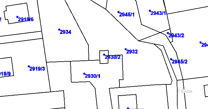 Parcela st. 2930/2 v KÚ Bludovice, Katastrální mapa
