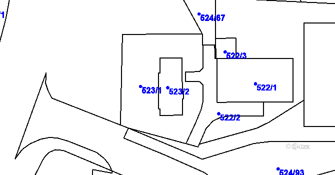 Parcela st. 523/2 v KÚ Bludovice, Katastrální mapa