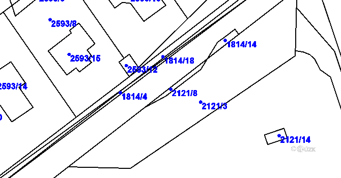 Parcela st. 2121/8 v KÚ Bludovice, Katastrální mapa