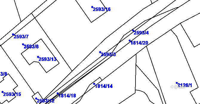 Parcela st. 2593/3 v KÚ Bludovice, Katastrální mapa