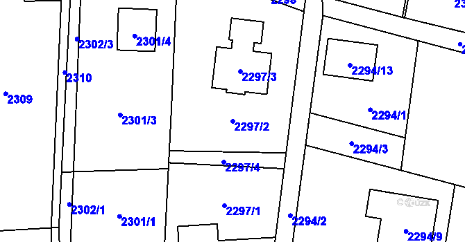 Parcela st. 2297/2 v KÚ Bludovice, Katastrální mapa