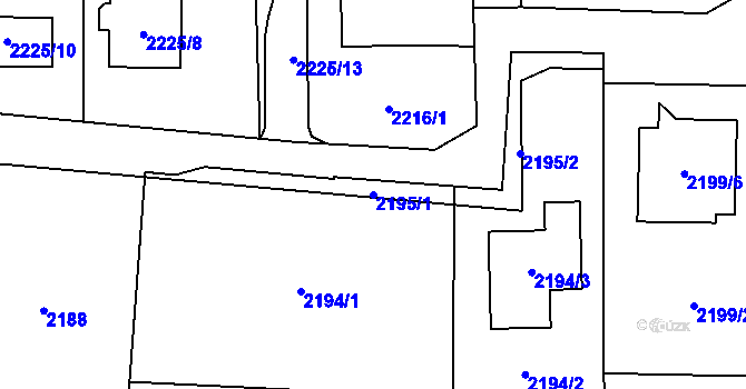 Parcela st. 2195/1 v KÚ Bludovice, Katastrální mapa