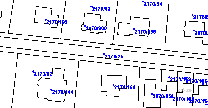 Parcela st. 2170/25 v KÚ Bludovice, Katastrální mapa