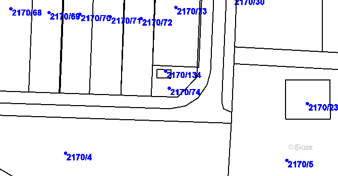 Parcela st. 2170/74 v KÚ Bludovice, Katastrální mapa