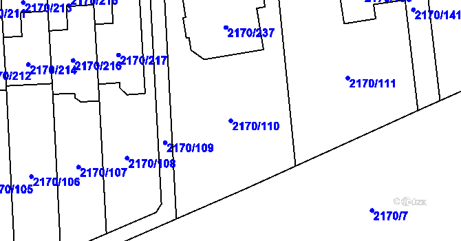 Parcela st. 2170/110 v KÚ Bludovice, Katastrální mapa